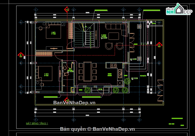 biệt thự 2 tầng,Bản vẽ biệt thự 2 tầng,thiết kế biệt thự 2 tầng mái Thái