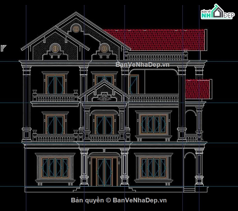 bản vẽ biệt thự 3 tầng,biệt thự 10x15.5m,thiết kế biệt thự 10x15.5m,mặt bằng biệt thự 3 tầng,Bản vẽ biệt thự 3 tầng 10×15