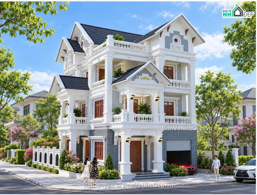 bản vẽ biệt thự 3 tầng,biệt thự 10x15.5m,thiết kế biệt thự 10x15.5m,mặt bằng biệt thự 3 tầng,Bản vẽ biệt thự 3 tầng 10×15