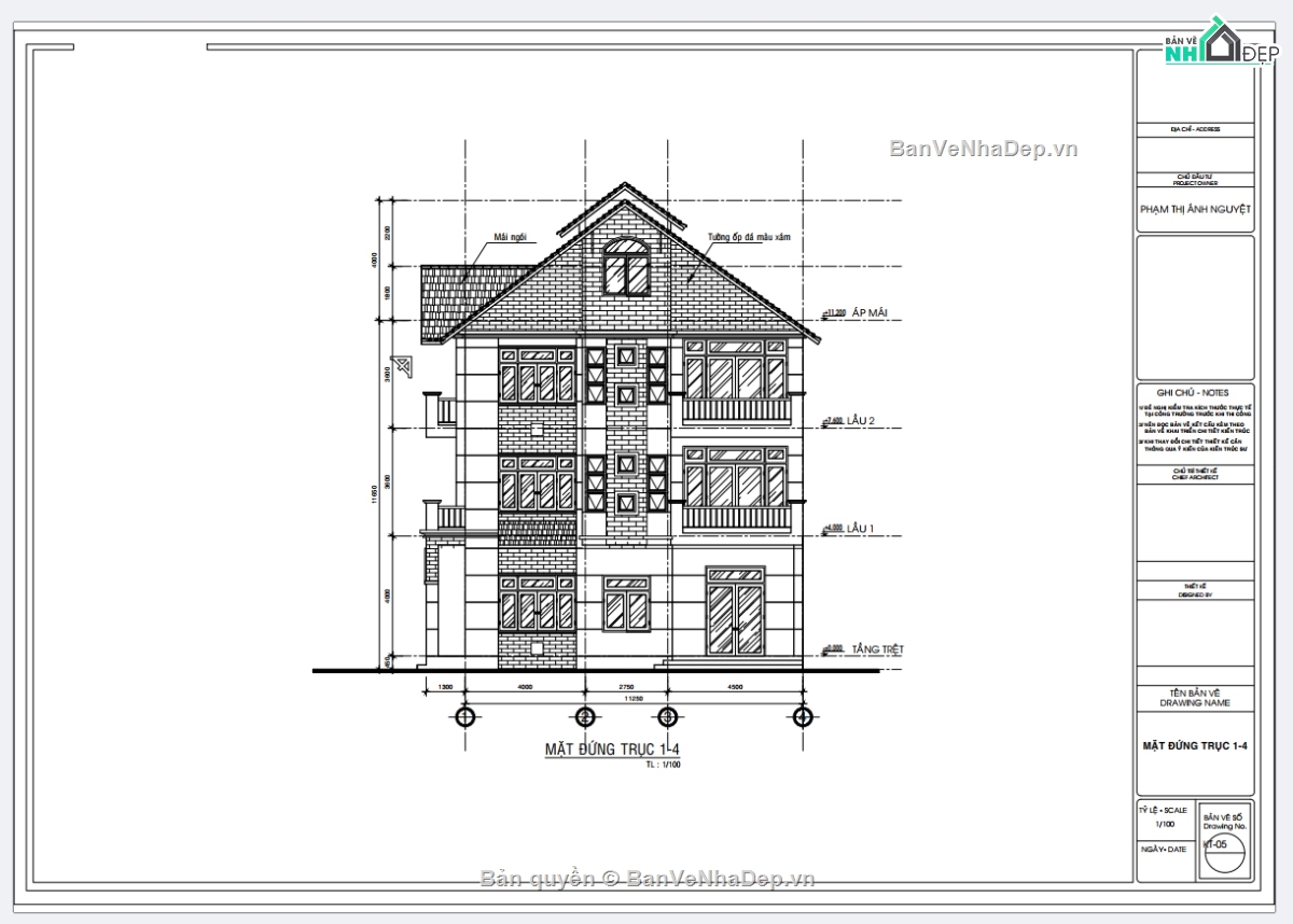 biệt thự 3 tầng,cad biệt thự 3 tầng,biệt thự 3 tầng file cad,autocad biệt thự 3 tầng