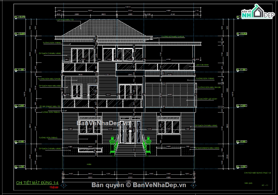 biệt thự 3 tầng,cad biệt thự,hiện đại