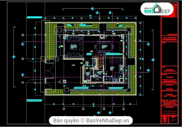 Bản vẽ biệt thự 3 tầng kích thước 8x10m,Biệt thự kích thước 8x10m cao 3 tầng,Biệt thự 3 tầng full kiến trúc kết cấu điện nước,bản vẽ biệt thự 3 tầng hiện đại