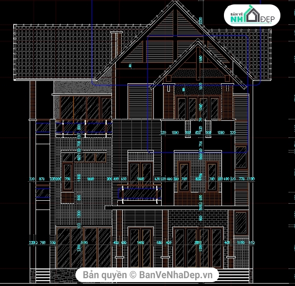 biệt thự 3 tầng,biệt thự 3 tầng 12.2x14.7m,bản vẽ biệt thự 3 tầng,thiết kế biệt thự 3 tầng