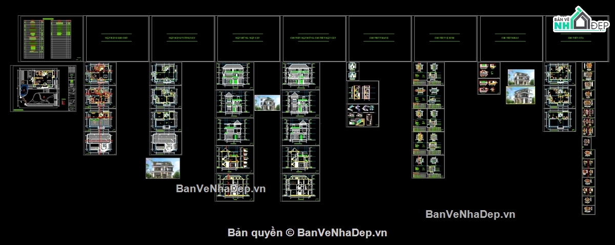 biệt thự 3 tầng,cad biệt thự,kiến trúc biệt thự