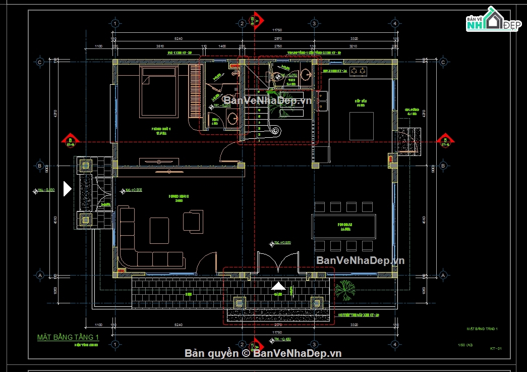 biệt thự 3 tầng,cad biệt thự,kiến trúc biệt thự