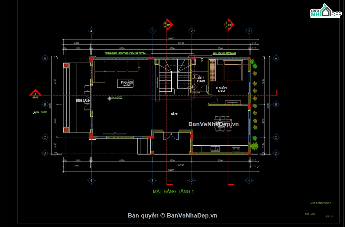 biệt thự 3 tầng,cad biệt thự,bản vẽ biệt thự