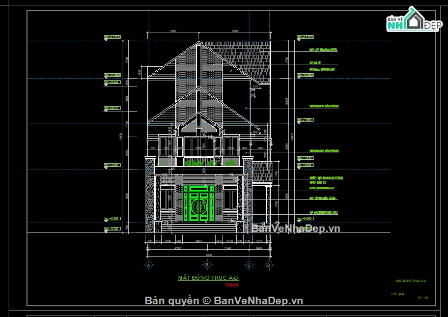 biệt thự 3 tầng,cad biệt thự,bản vẽ biệt thự