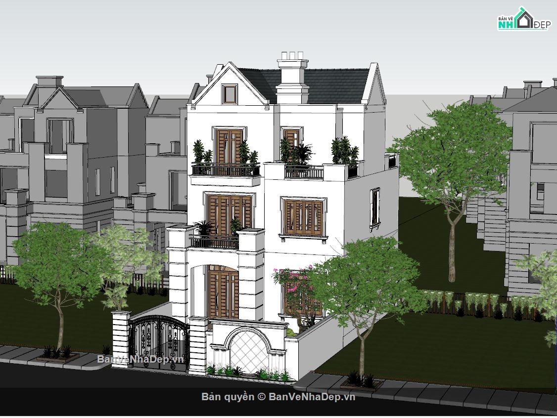 biệt thự 3 tầng,Bản vẽ biệt thự phố 3 tầng,biệt thự,ban vẽ biệt thự 3 tầng,cad biệt thự 3 tầng