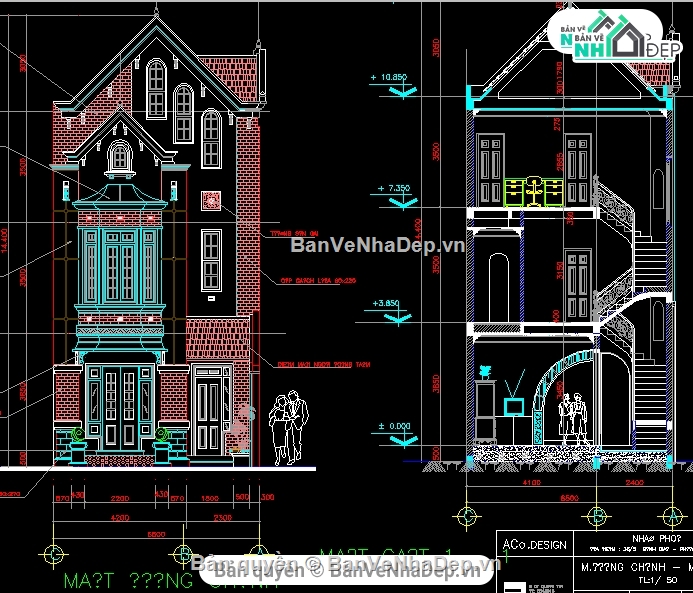 Biệt thự 3 tầng 6.5x16m,Biệt thự 6.5x16m,full biệt thự 3 tầng,Bản vẽ biệt thự 3 tầng