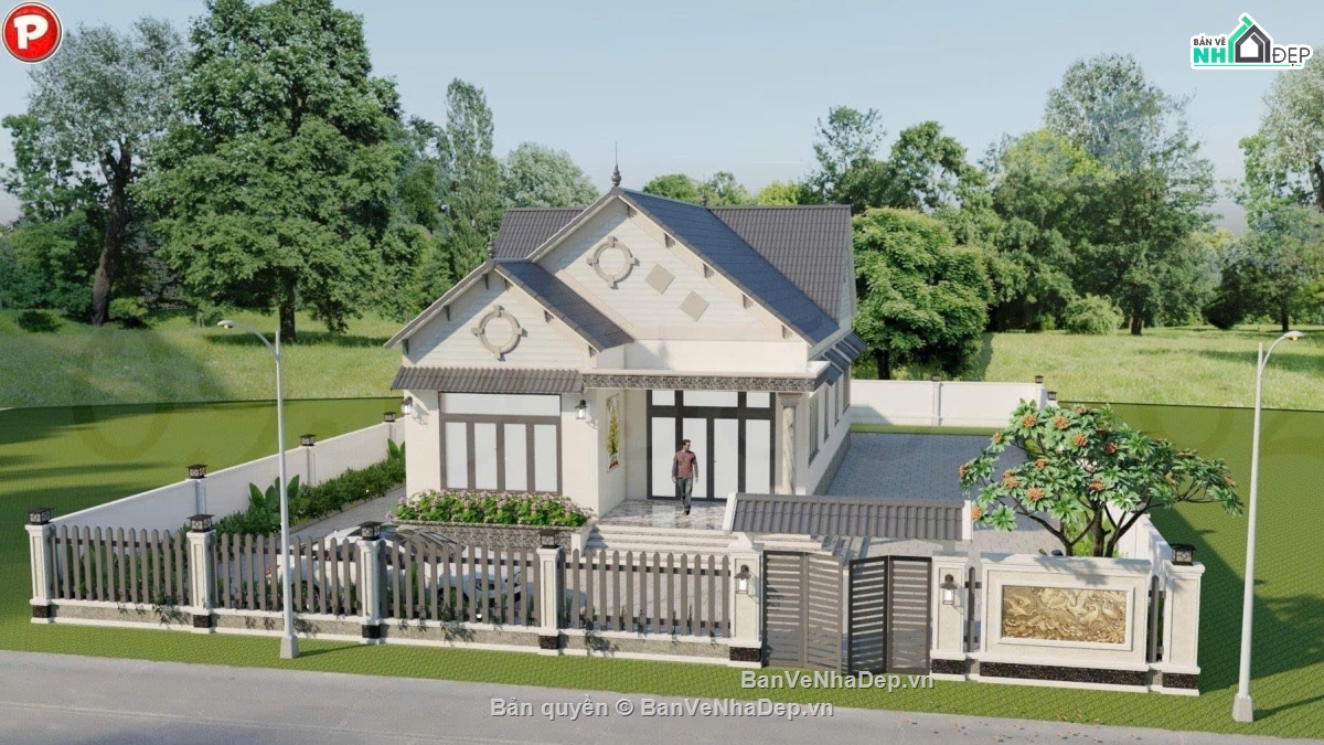 mái thái 1 tầng,biệt thự mái thái,biệt thự 1 tầng mái thái