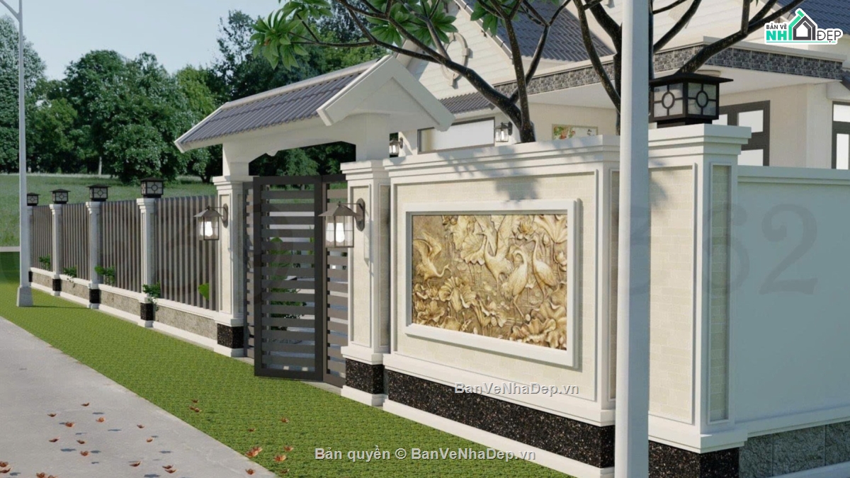 mái thái 1 tầng,biệt thự mái thái,biệt thự 1 tầng mái thái