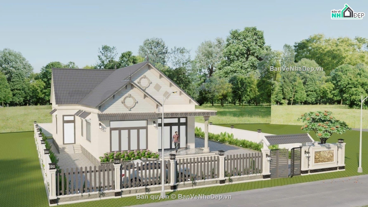 mái thái 1 tầng,biệt thự mái thái,biệt thự 1 tầng mái thái