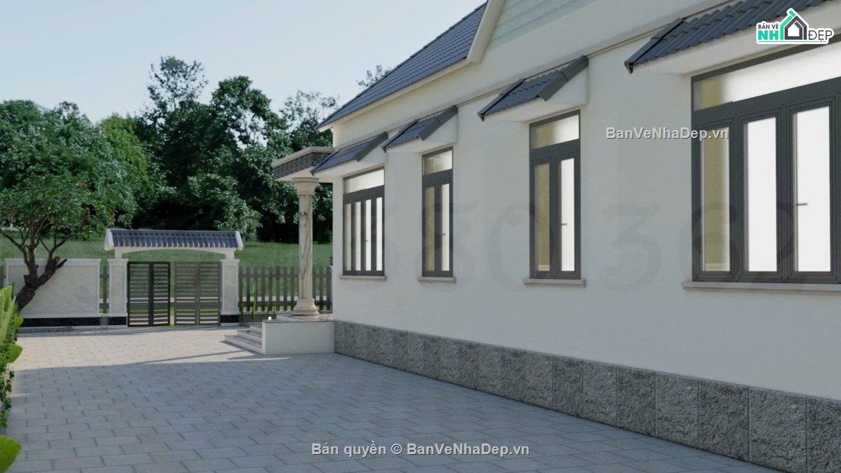 mái thái 1 tầng,biệt thự mái thái,biệt thự 1 tầng mái thái