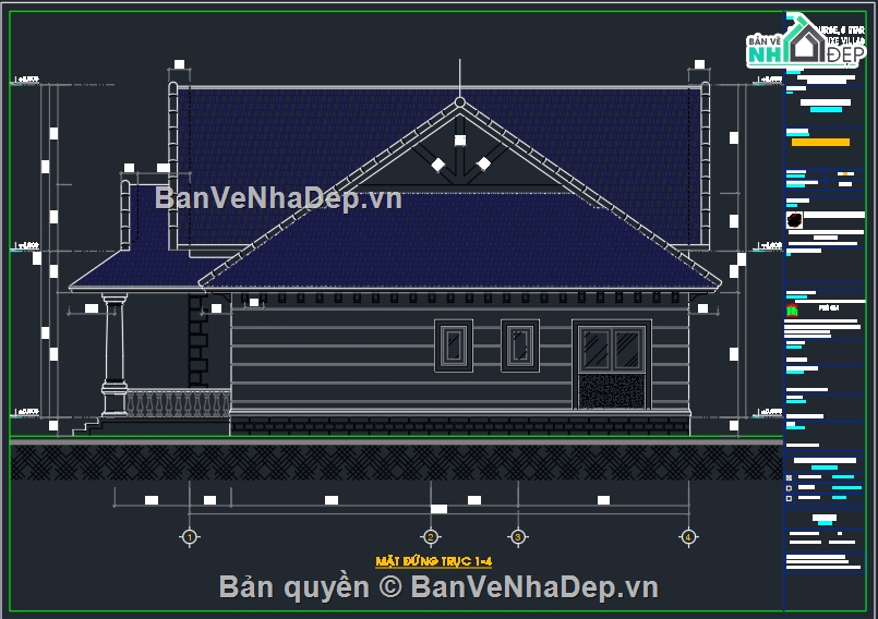 biệt thự mái thái,Bản vẽ biệt thự mái thái,Bản vẽ biệt thự mái thái đẹp,Bản vẽ biệt thự