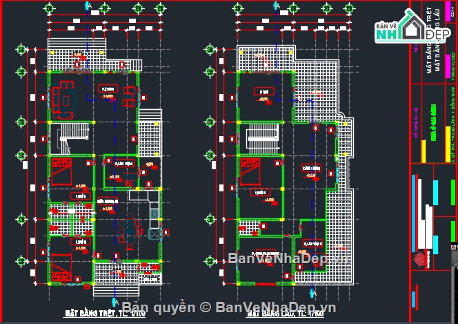 Bản vẽ biệt thự mái thái,Bản vẽ biệt thự mái thái đẹp,Bản vẽ biệt thự mái thái 2 tầng