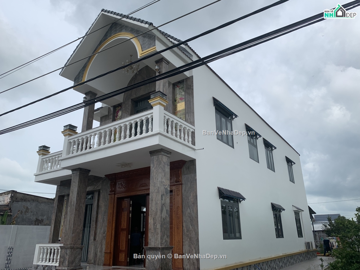 Bản vẽ biệt thự mái thái,Bản vẽ biệt thự mái thái đẹp,Bản vẽ biệt thự mái thái 2 tầng