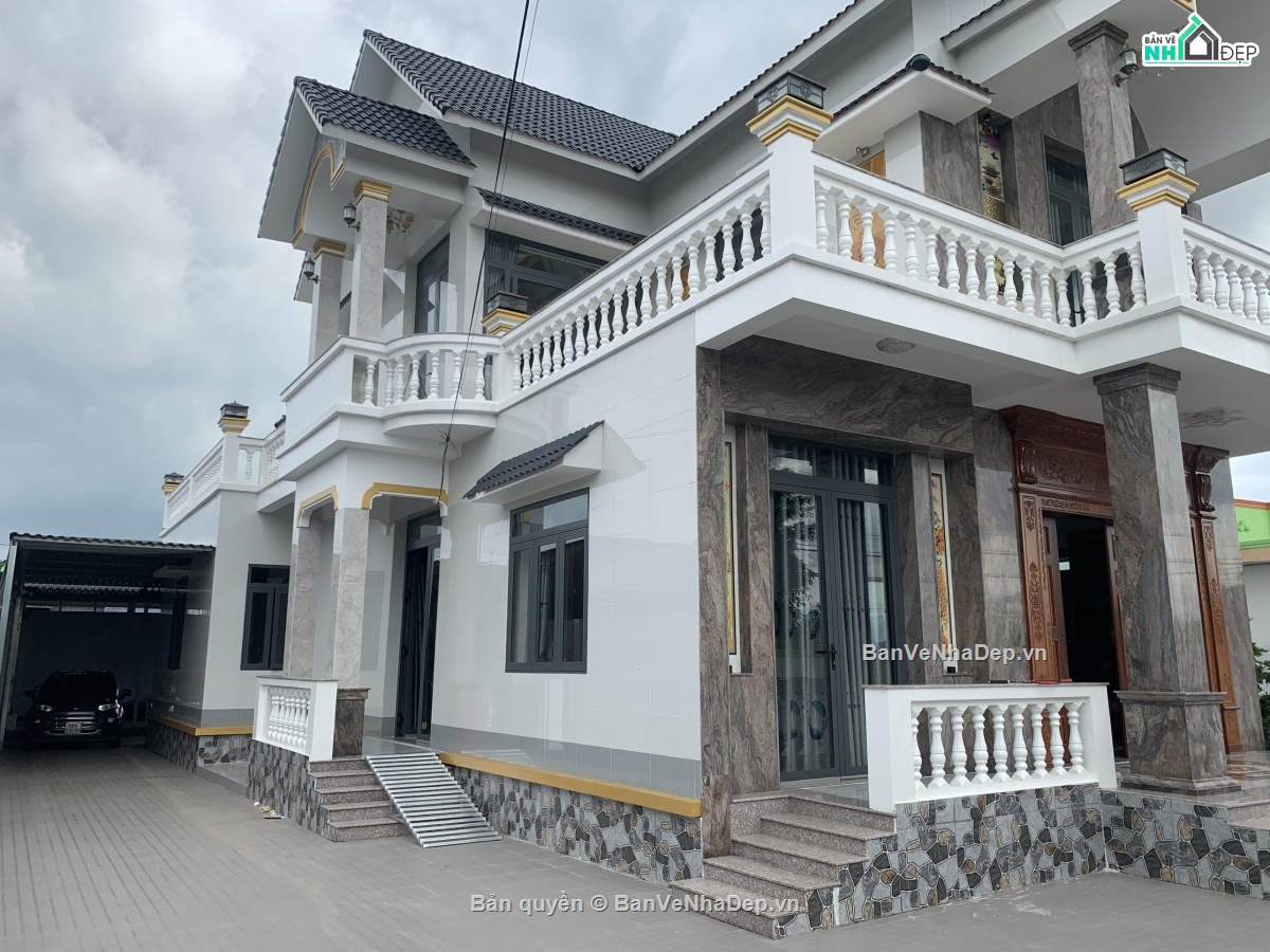 Bản vẽ biệt thự mái thái,Bản vẽ biệt thự mái thái đẹp,Bản vẽ biệt thự mái thái 2 tầng