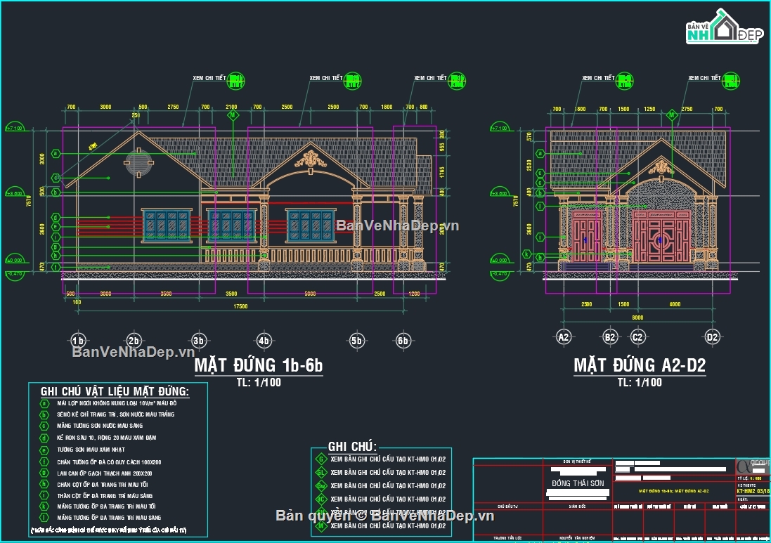 Bản vẽ biệt thự đẹp,Bản vẽ biệt thự mái thái,Bản vẽ nhà vườn đẹp