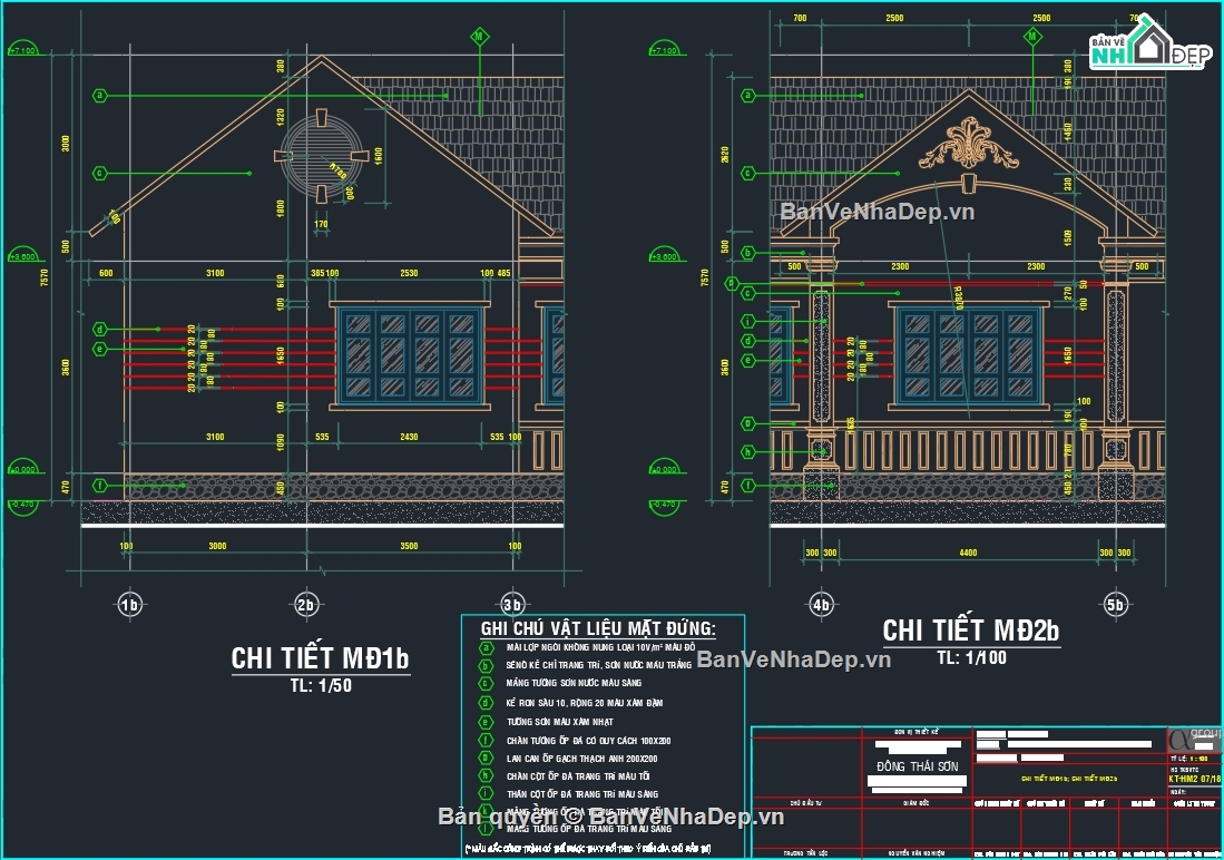 Bản vẽ biệt thự đẹp,Bản vẽ biệt thự mái thái,Bản vẽ nhà vườn đẹp