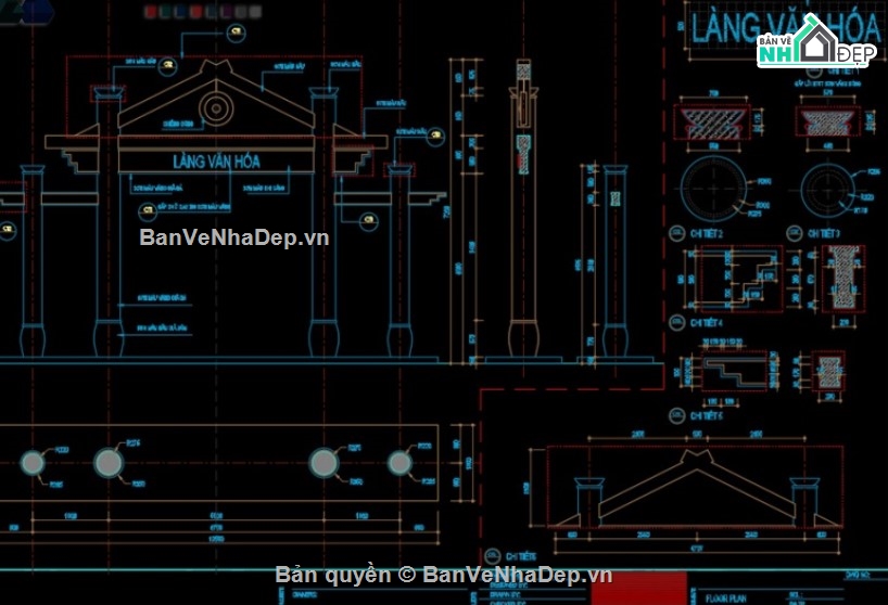 cổng làng văn hóa,Mẫu cổng làng,bản vẽ cổng