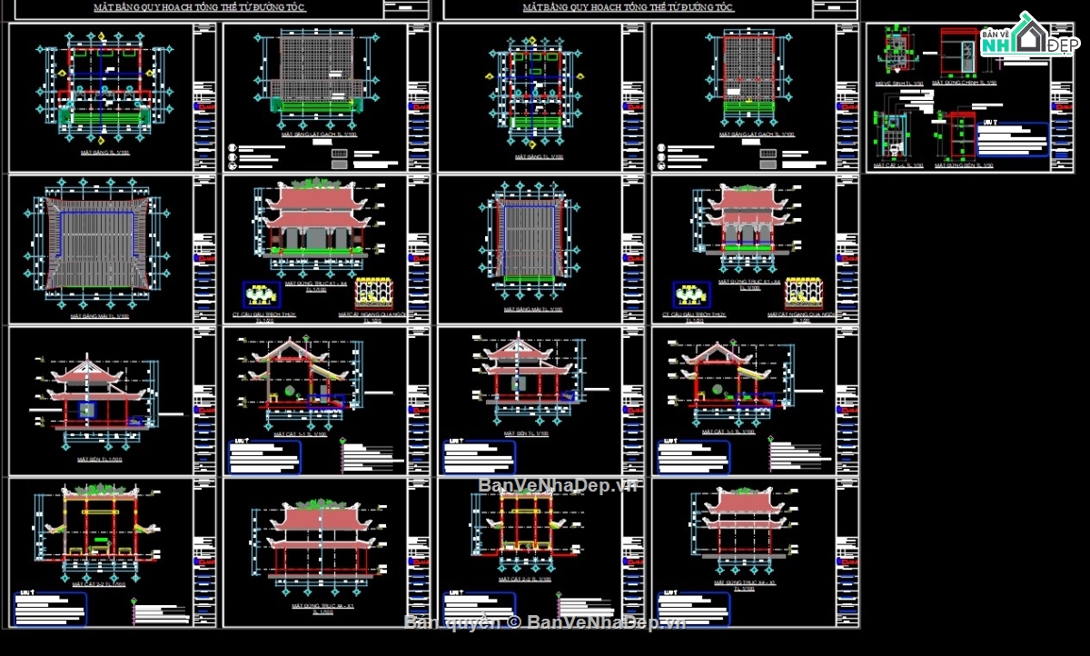 cad cổng chùa,cad từ đường,cad nhà thờ họ