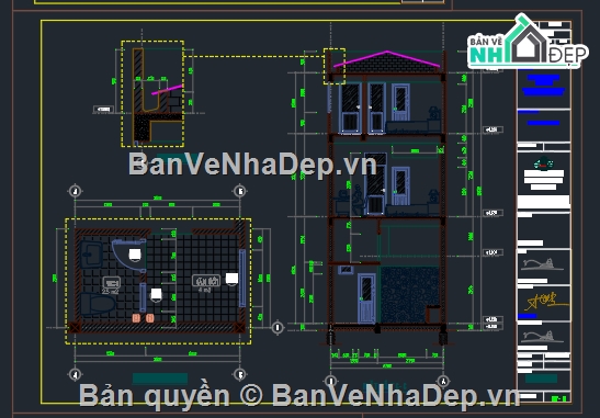 nhà phố 3 tầng,cad nhà phố 3 tầng,bản vẽ nhà phố 3 tầng,file cad nhà phố 3 tầng