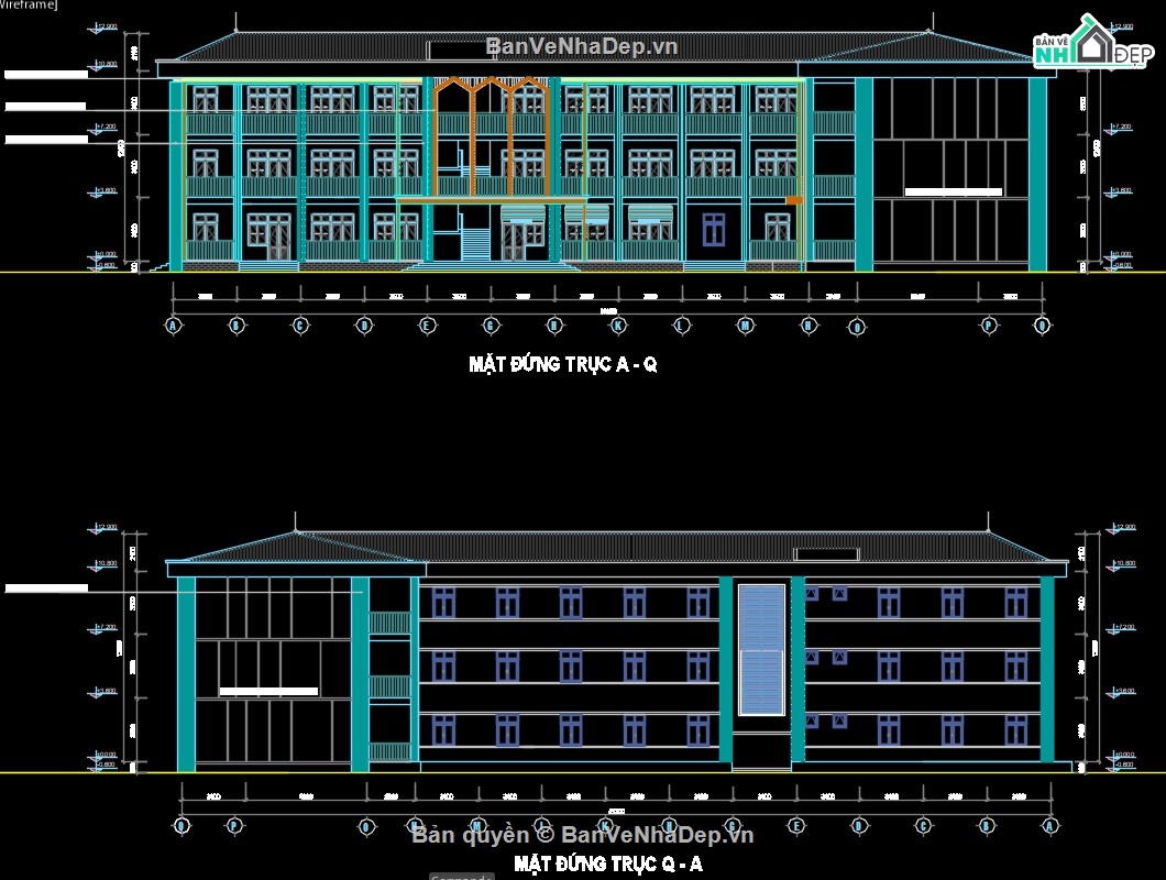 thiết kế trường mầm non,bản vẽ cad trường mầm non,cad mầm non