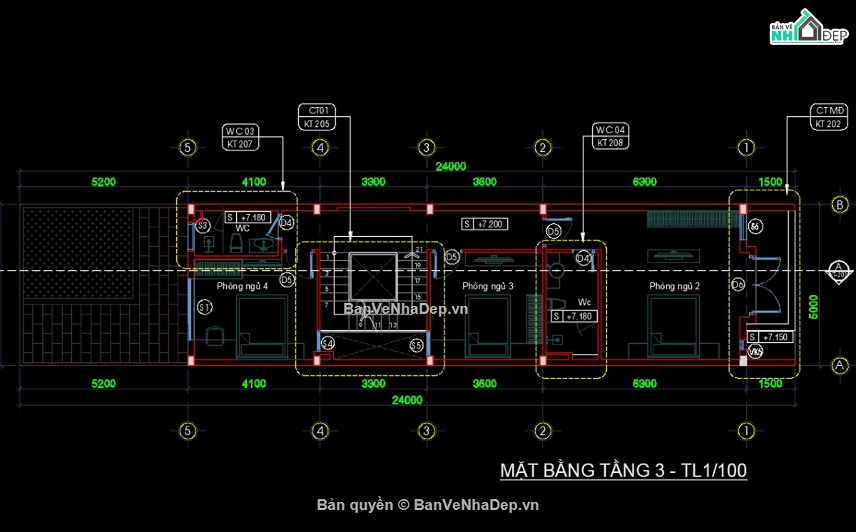 kiến trúc 4 tầng,mẫu nhà phố 4 tầng,Bản vẽ nhà 4 tầng