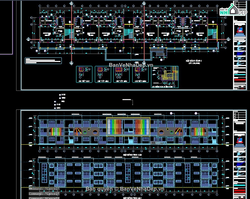 bản vẽ thi công trường mầm non,Bản vẽ cad trường mầm non,bản vẽ cad mầm non