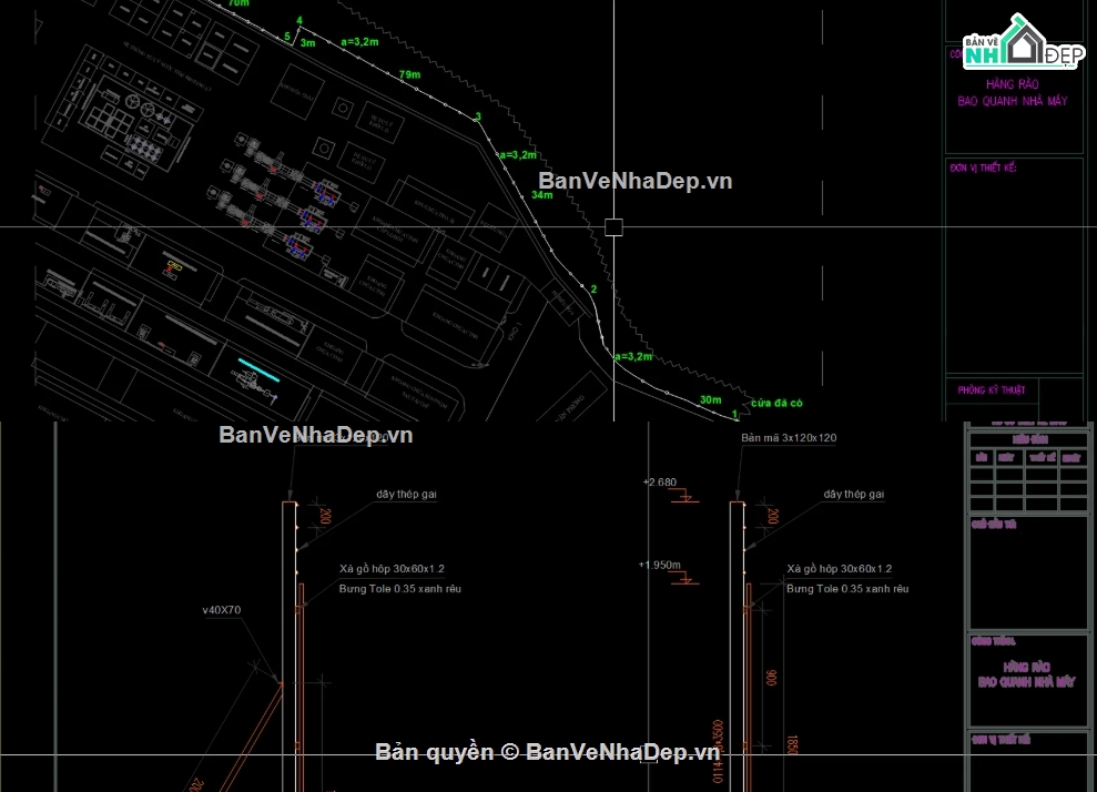 hàng rào,file cad hàng rào tông,hàng rào tôn file cad