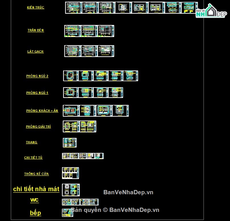 bản vẽ cad nội thất biệt thự,bổ chi tiết nội thất biệt thư,nội thất biệt thự 2 tầng