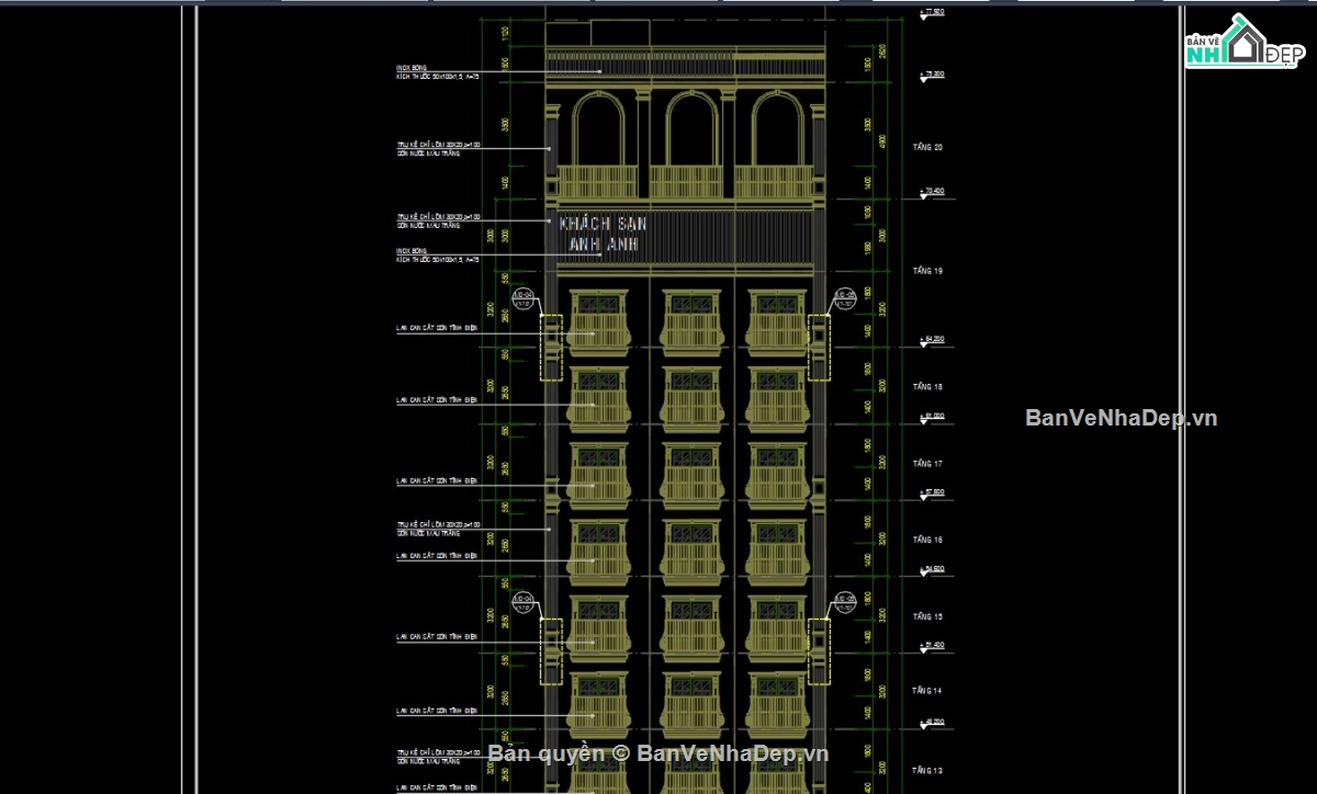 bản vẽ kiến trúc khách sạn,Bản vẽ khách sạn,kiến trúc khách sạn,bản vẽ cad khách sạn