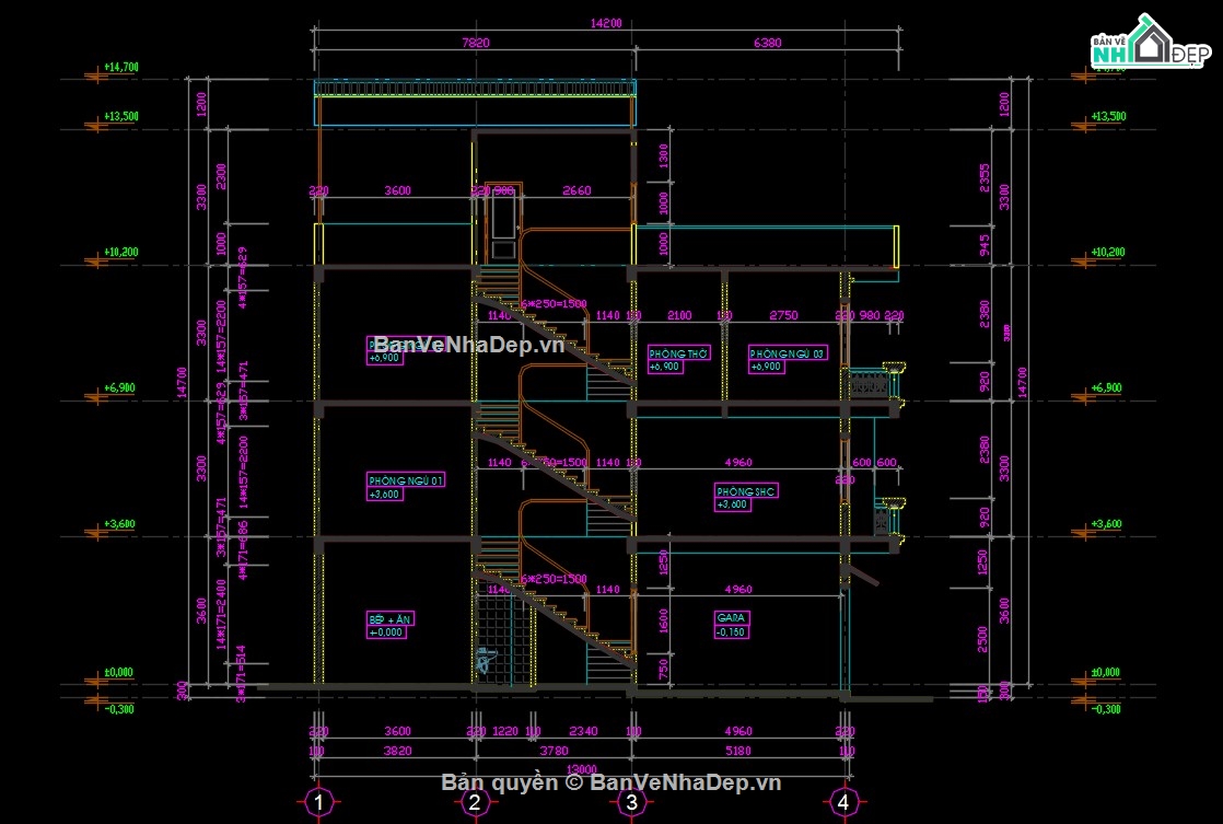 Bản vẽ kiến trúc nhà phố,nhà phố tân cổ điển,thiết kế nhà phố 5x13m