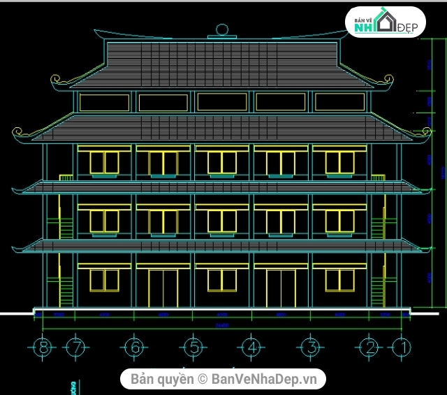 File thiết kế đìa chùa 3 tầng,chi tiết đình chùa,thiết kế chùa 3 tầng,kiến trúc và kết cấu chùa 3 tầng,bản vẽ đình chùa 3 tầng