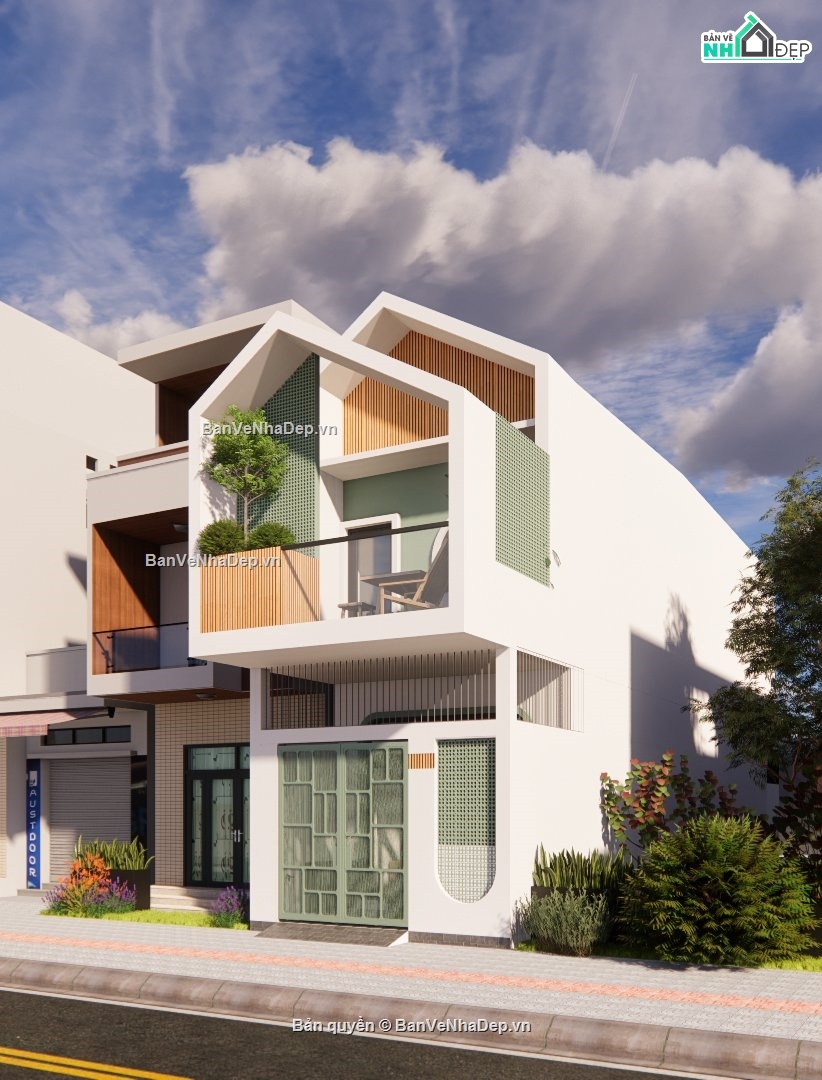 nhà phố 2 tầng,bản vẽ nhà phố 2 tầng,thiết kế nhà phố 2 tầng