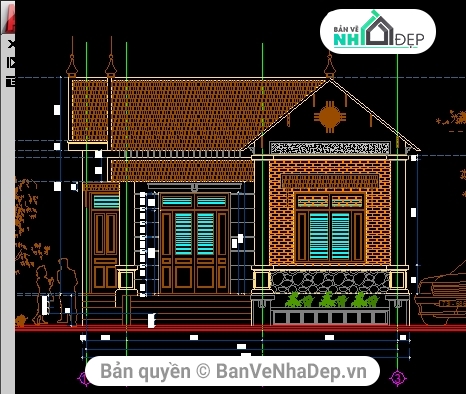 Bộ 10 Bản Vẽ AUTOCAD Biệt Thự 1 Tầng Miễn Phí