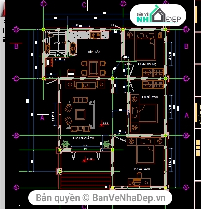 Bộ 10 Bản Vẽ AUTOCAD Biệt Thự 1 Tầng Miễn Phí