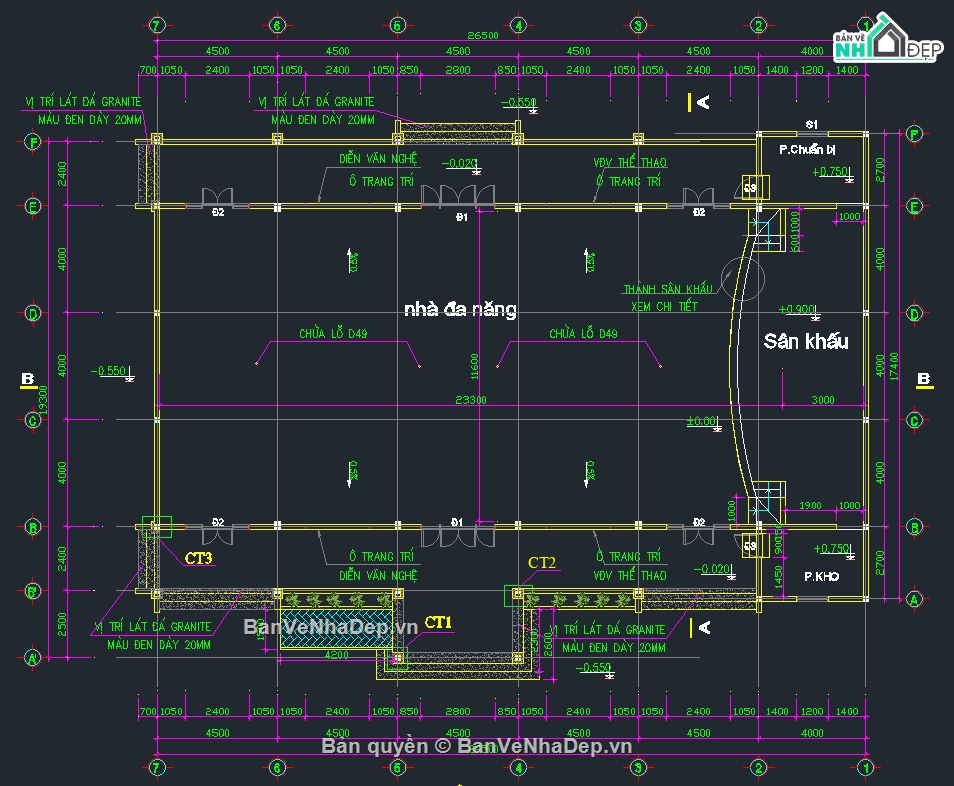 nhà đa năng trường học,bản vẽ nhà đa năng,file cad nhà đa năng,nhà đa năng file cad,autocad nhà đa năng