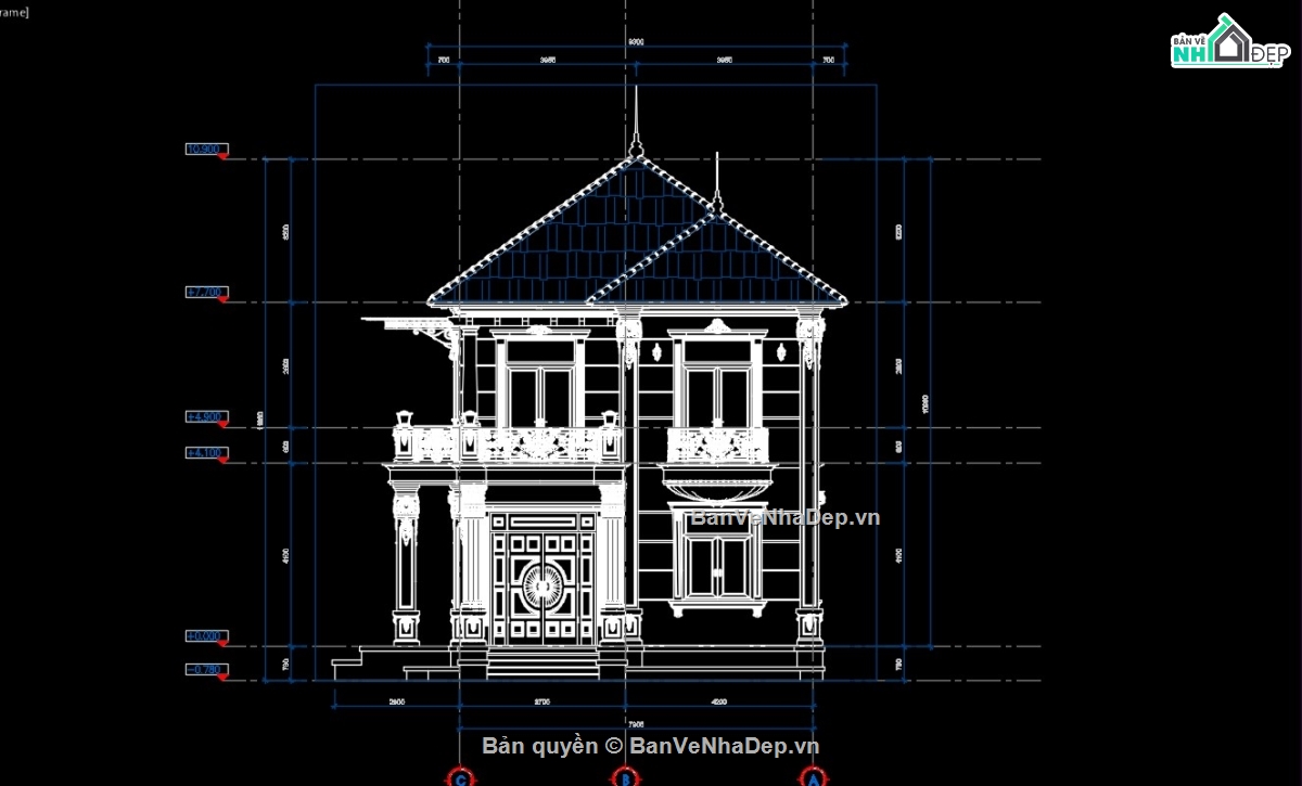 mái nhật 2 tầng,tân cổ điển,nhà 2 tầng
