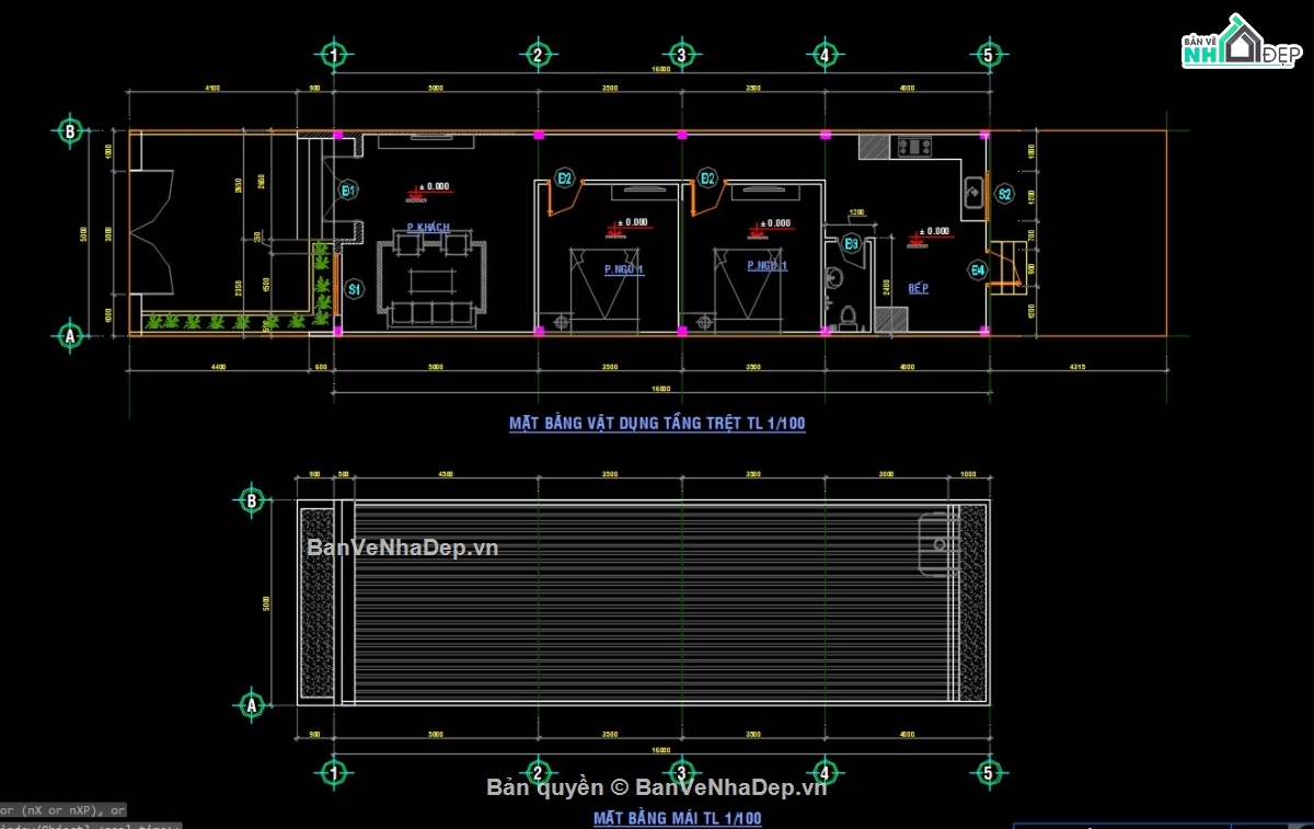 nhà 1 tầng hiện đại,nhà 1 tầng 2 ngủ,bản vẽ nhà 1 tầng 5m mặt tiền