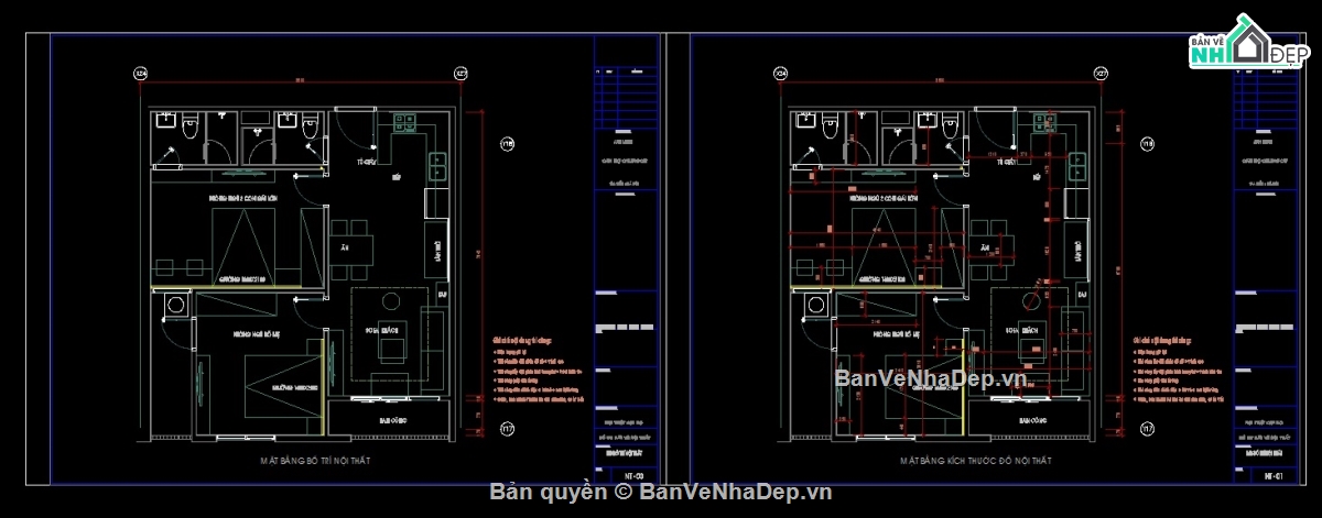 10 bộ bản vẽ CAD Hồ sơ thiết kế nội thất căn hộ cao cấp, chung cư, văn phòng