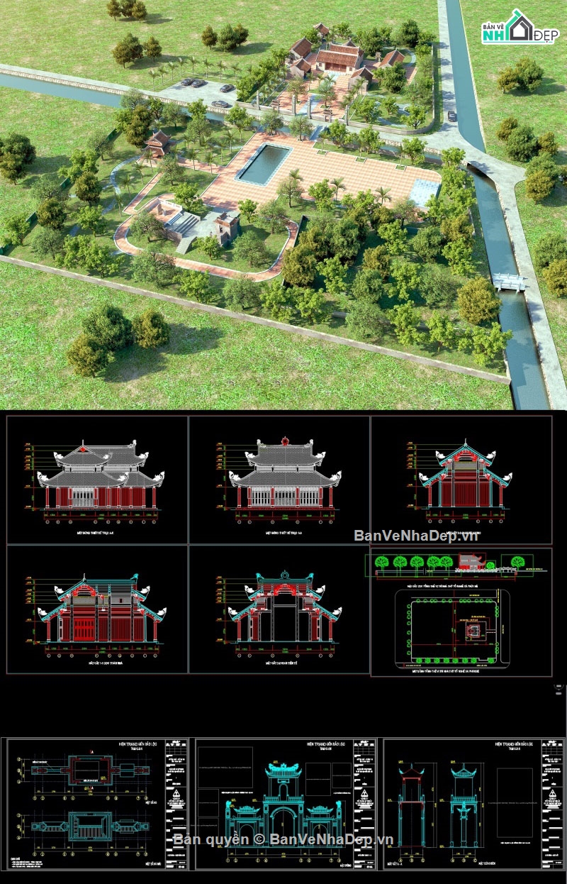 đình chùa,file đình chùa,cad đình chùa