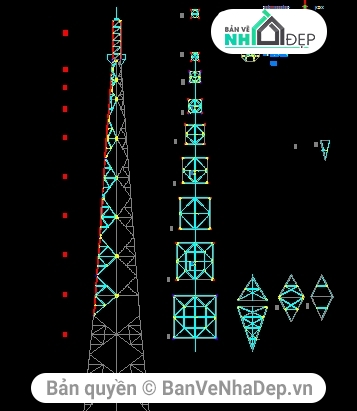 tháp truyền hình,tháp truyền thanh,kết cấu thép tháp 60m,kết cấu tháp truyền hình,kết cấu tháp thép