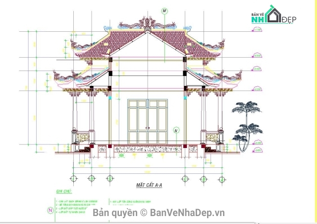 thiết kế chùa miếu,đình chùa cổ,đình chùa 13x24.5m,bản vẽ chùa bảo sơn,chùa 13x24.5m