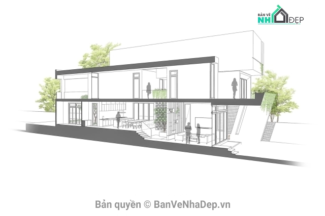 5 mẫu thiết kế nhà phố 2 tầng hiện đại gồm bản vẽ Cad + Su