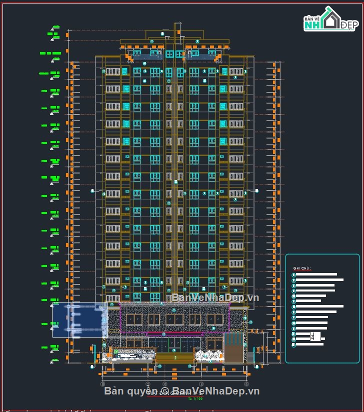 bản vẽ chung cư 17 tầng,thiết kế chung cư cao tầng,hồ sơ thiết kế chung cư