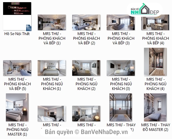 5 File autocad thiết kế triển khai nội thất căn hộ chung cư cao cấp đồng giá 50k