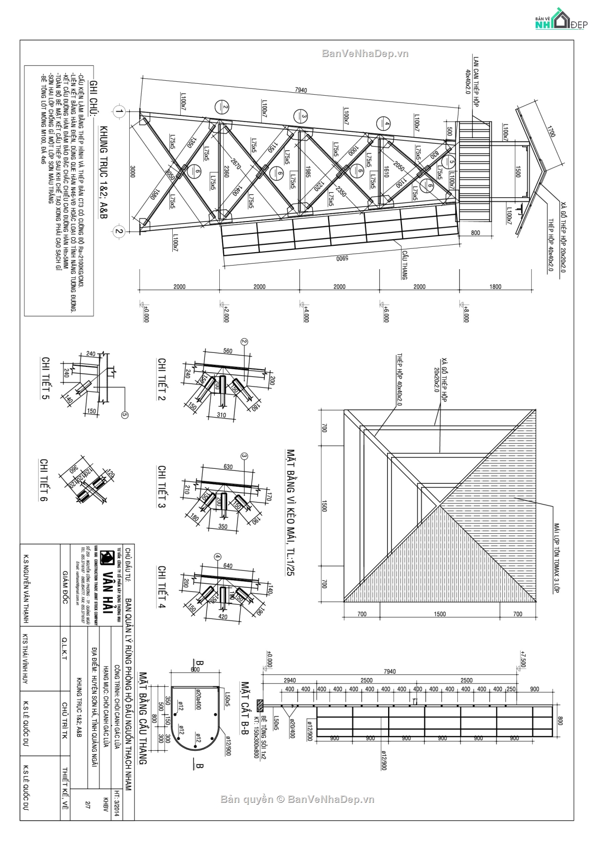 Bản vẽ chòi canh kích thước 1.5x1.5m chiều cao 8m,bản vẽ chòi canh,chòi canh