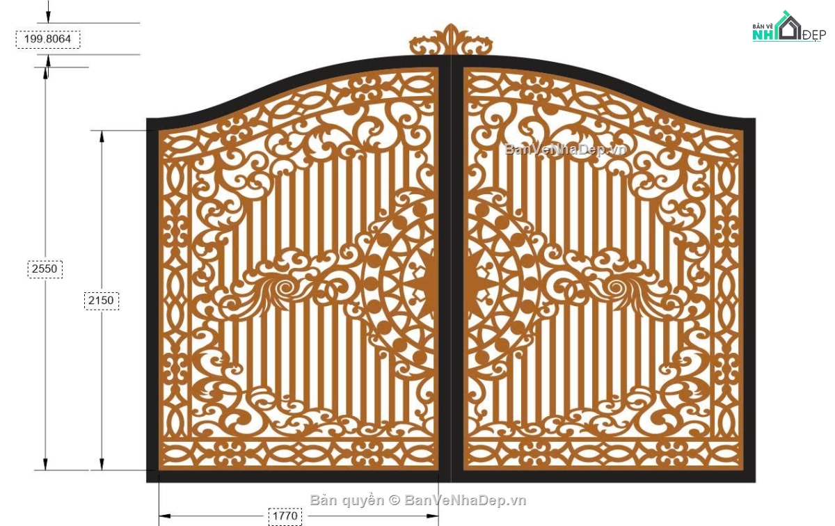 cổng đẹp,cổng dxf,cổng 2 cánh