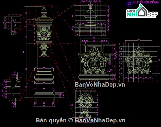 Cổng tường rào,file cad cổng tường rào,cổng tường rào file cad
